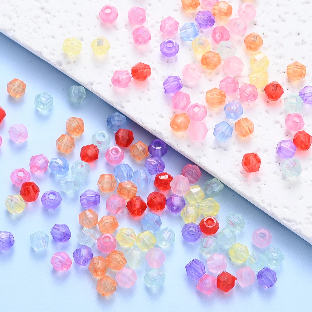 200-1000 Stück gemischte Farben 4mm facettierte transparente leuchtende Acrylperlen, Abstandsperlen für die Schmuckherstellung, DIY Armbänder, Halsketten – Detail 5