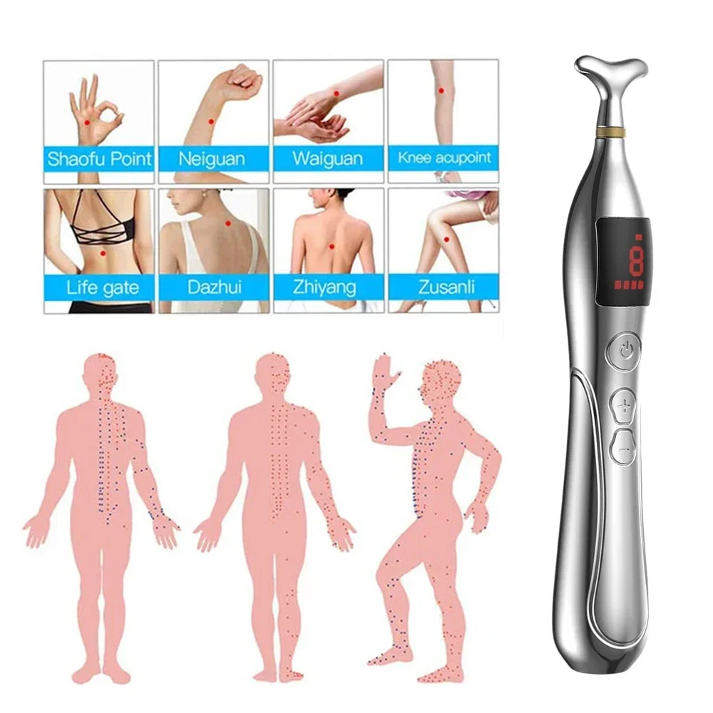 Stylo d\'acupuncture électronique avec affichage du point de certes, dispositif de massage des dizaines, stimulateur musculaire, méridien laser,