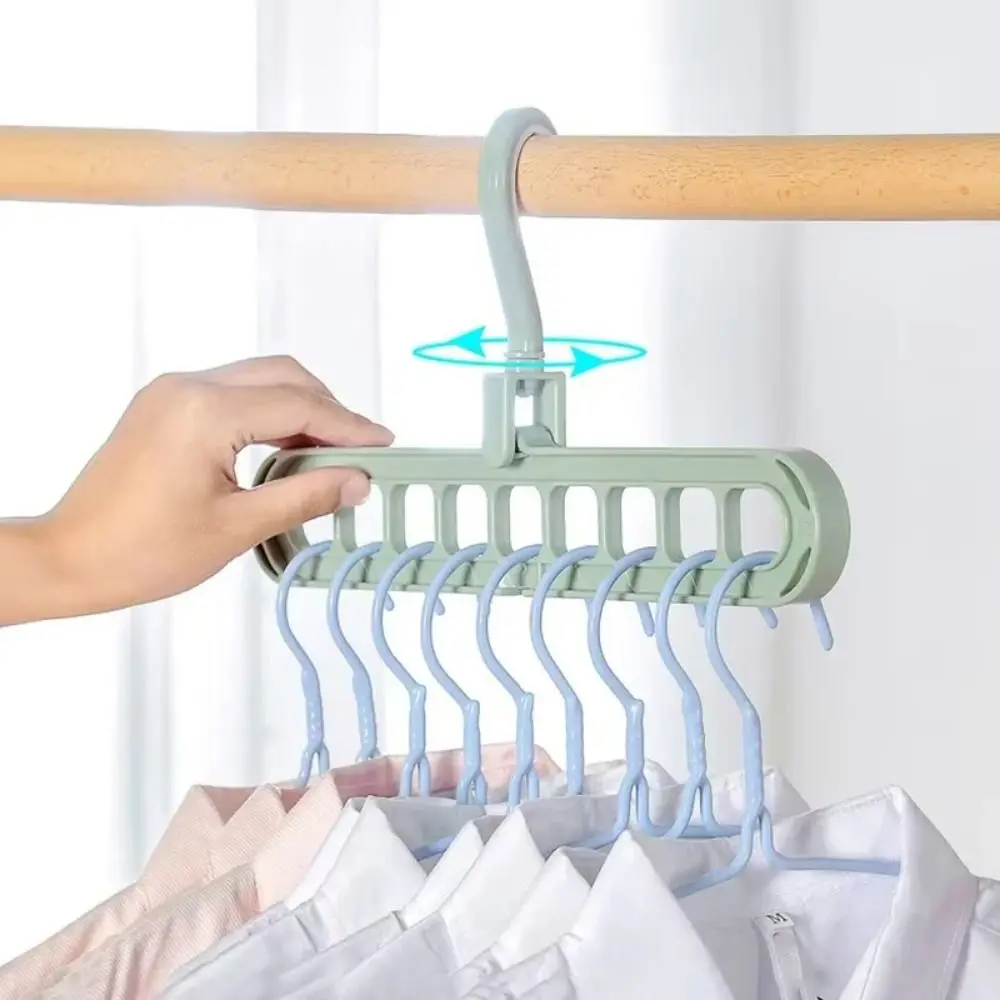 Durable 9-Hole Wardrobe Storage Rack Folding Space-saving Foldable Clothes Hanger Anti-slip Multifunctional Clothes Drying Rack