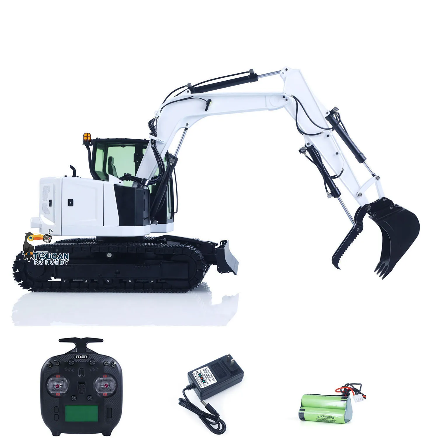 1/14 C308 RC Hydraulic Excavator 4 Valve 2Arms Radio Controlled Digger Model Upgraded Version Metal Bucket Electric Lifting