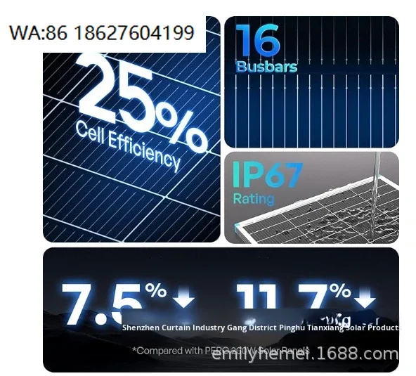 520W Half Cell Flexible Solar Panel, 20.9% Efficiency Bendable Module Balcony Off Grid Power Generation