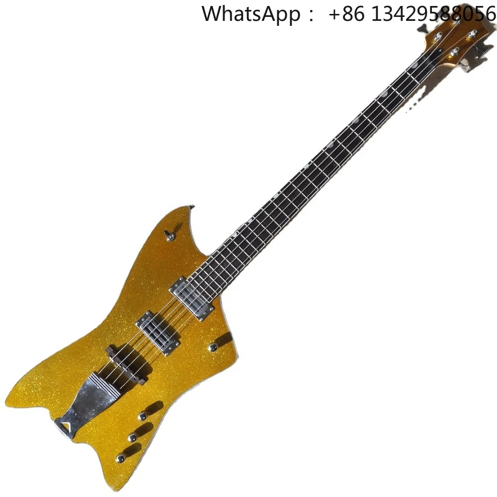 Flyoung Unusual Shape Electric bass 4 strings Bass Guitar Shiny particles Paint