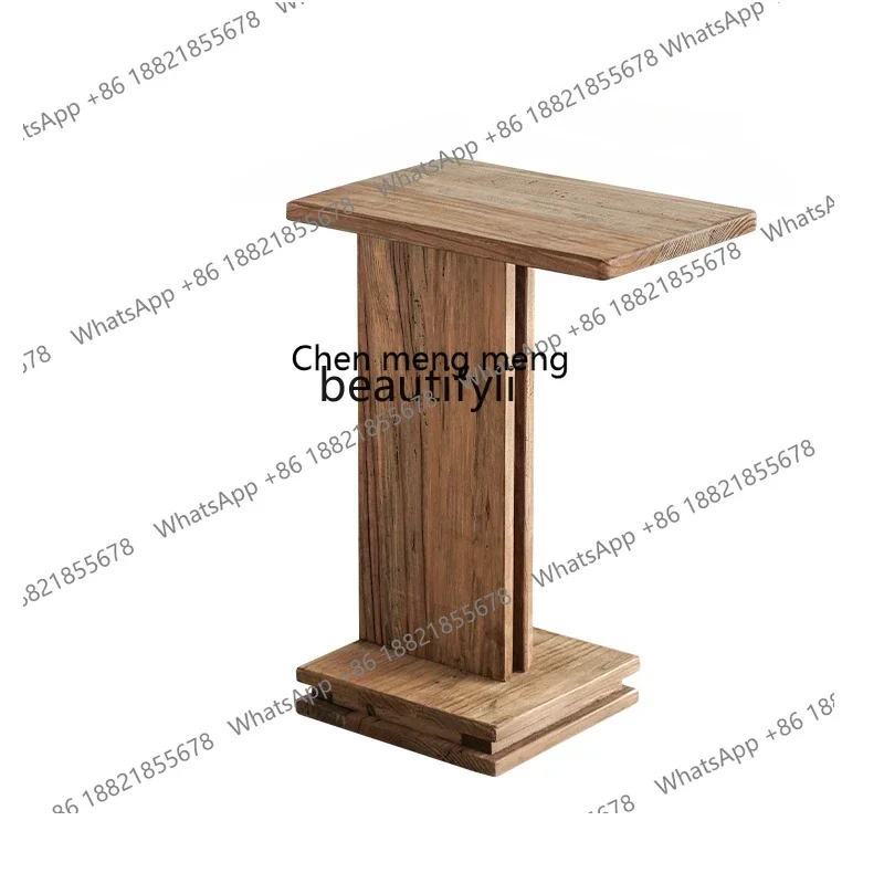 G153  Solid Wood Sofa Side Table Silent Style Old Pine Retro Domestic Living Room Small Table Bedside Side Table