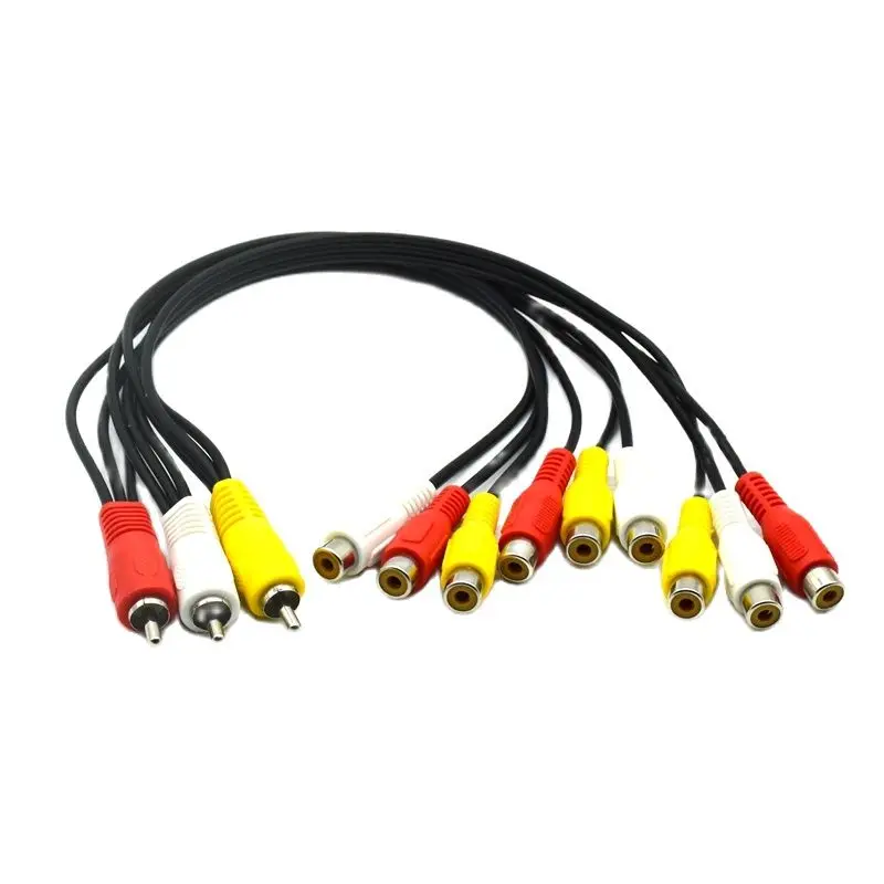 Czarny 25cm 3RCA męska wtyczka do 6RCA 9RCA rozgałęziacz wtyczek żeńskich Audio wideo AV TV DVD kabel Adapter