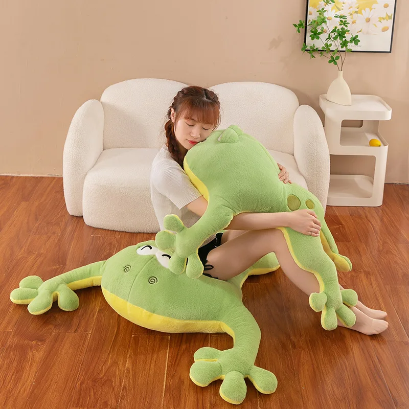 Animal en peluche grenouille Kawaii, oreiller assis de grande taille, jouet pour enfants, cadeau d'anniversaire et de noël, poupée en peluche pour câlin et prix