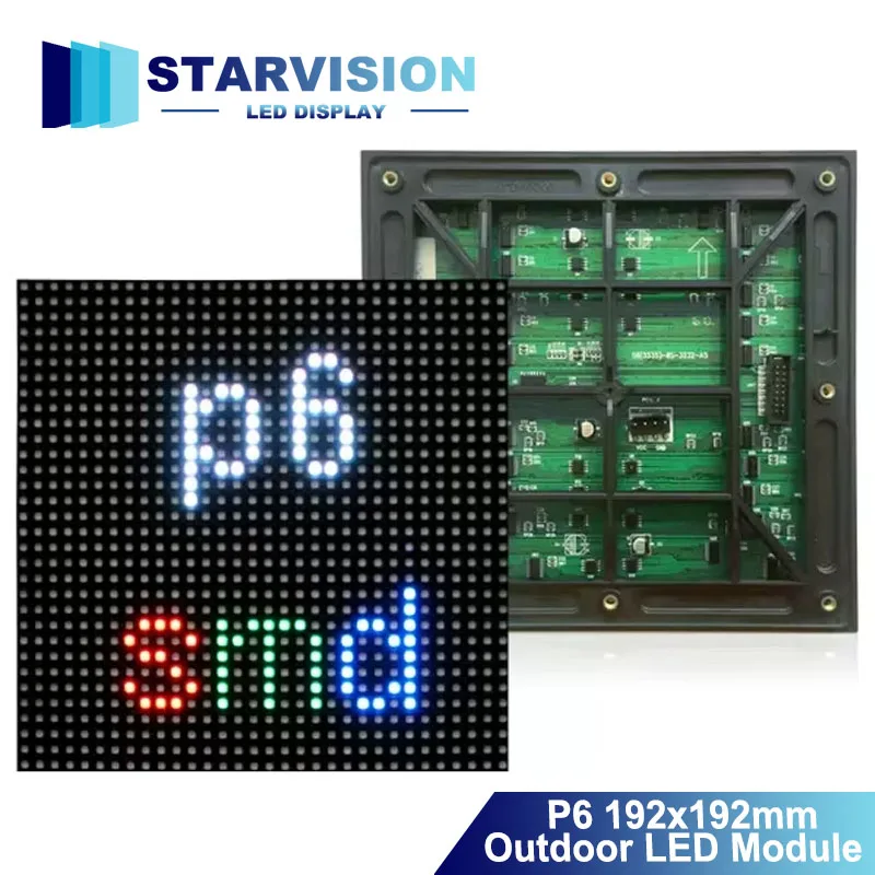 Waterproof P6 Outdoor LED Module 192x192mm Full Color High Brightness LED Screen Panel