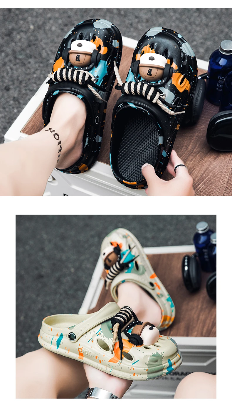 Modische und einzigartige Herren-Clogs mit DIY-Accessoires, geeignet für den Innen- und Außenbereich, Garten und Strand. – Detail 13