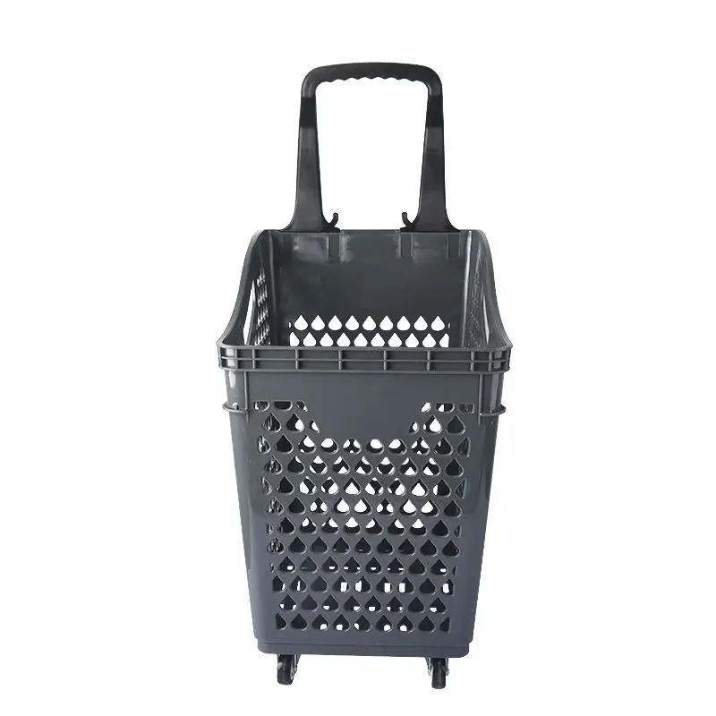 Supermarket shopping trolley high back basket hand pull shopping basket trolley shopping cart
