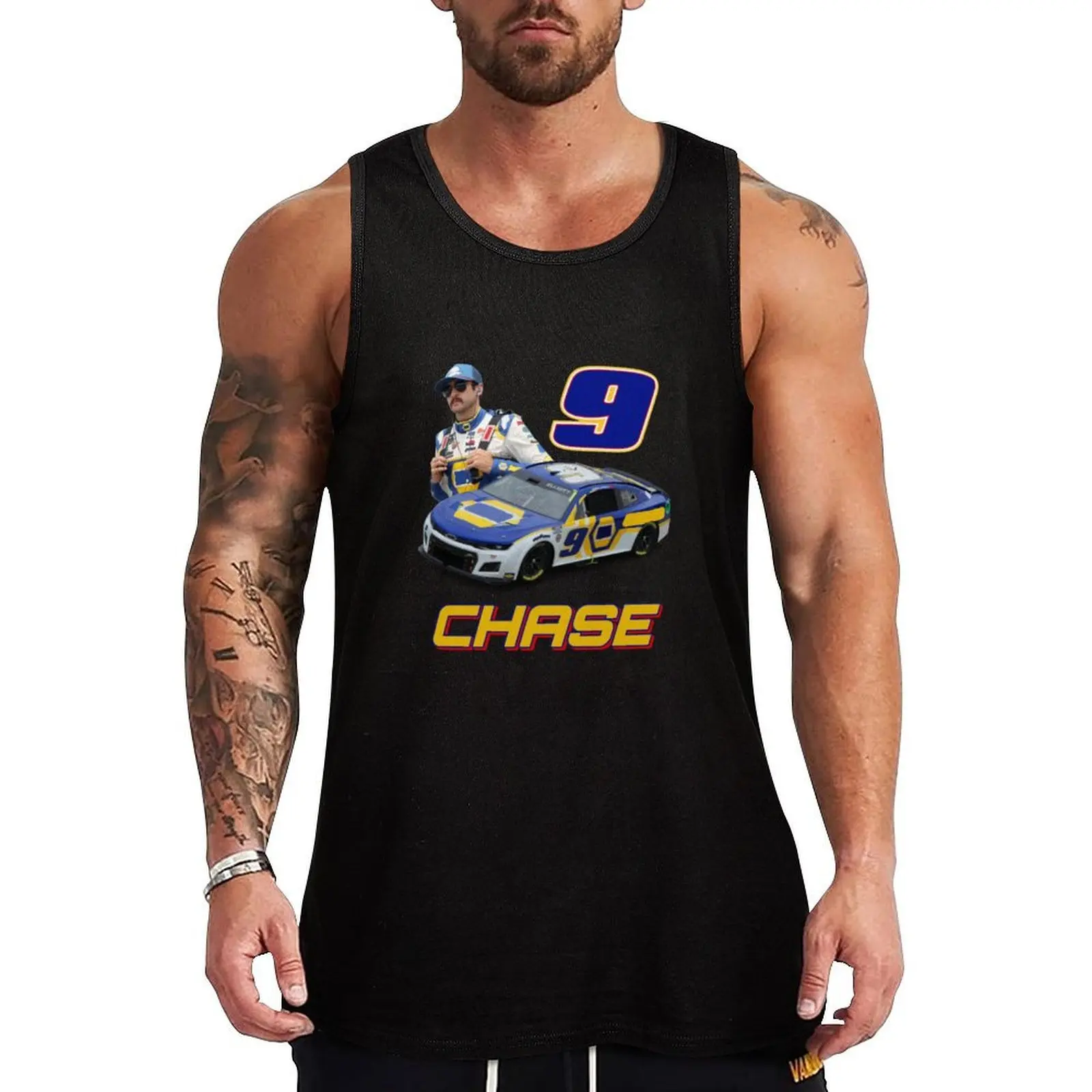 

Chase Elliott No. 9 Design Tank Top tops Gym man gym t-shirts