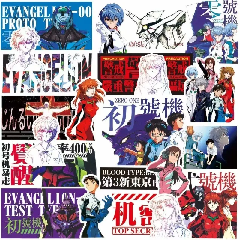 50 Stück Evangelion EVA Rei Asuka Aufkleber Anime Coole Cartoon-Sticker DIY Wasserflasche PVC Wasserdichte Skateboard-Aufkleber Spielzeug Geschenk