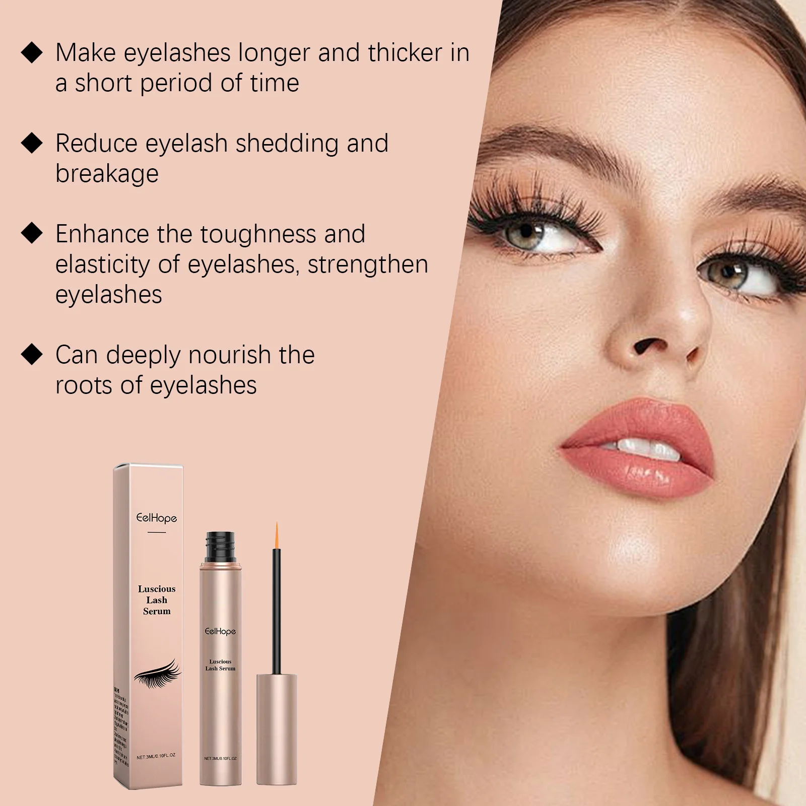 Siero per la crescita delle ciglia Ciglia naturali Più piene Più spesse Allungamento Curling Ciglia Anti perdita di capelli Siero nutriente per potenziare le ciglia