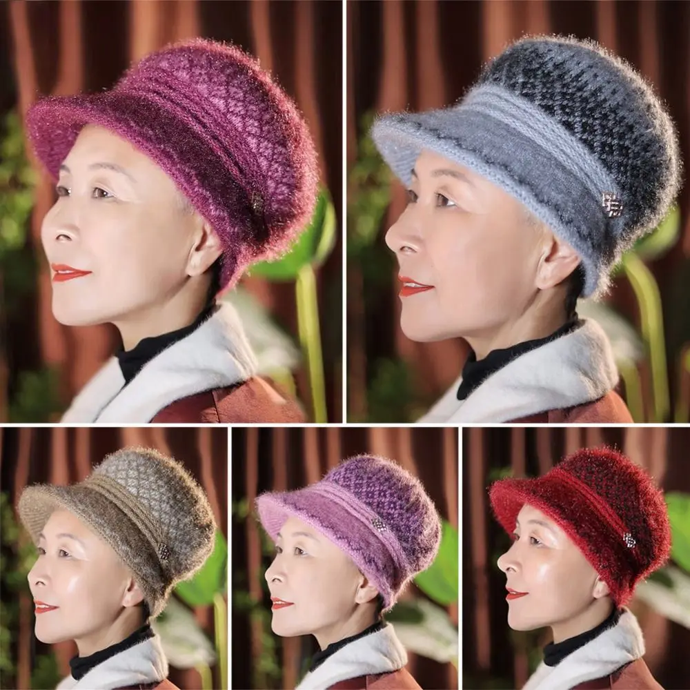 Gorro de punto de felpa suave informal, gorros gruesos para mantener el calor, gorro de ala corta a prueba de viento para Otoño e Invierno