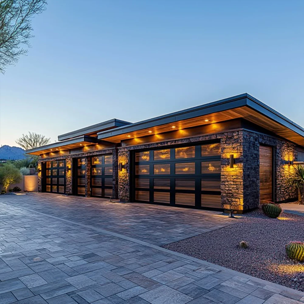 Sixinalu Garage Door Security Building Entrance Folding Entry Front Aluminum Profile Doors Double Glazed Custom Home Decor