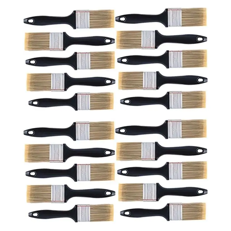 AT02-20 Pieces 2 Inch Paint Brush,Flat Paint Brushes Professional Paint Tools With Treated Plastic Handle For DIY Paint