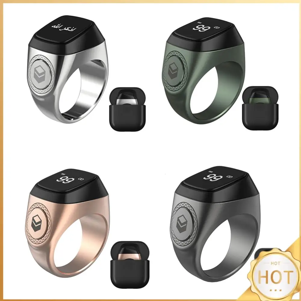 

20mm Smart Tally Counter Bluetooth-compatible 5.1 5 Prayer Time Smart Ring 0.49 Inch OLED Display Vibration Reminder for Muslims