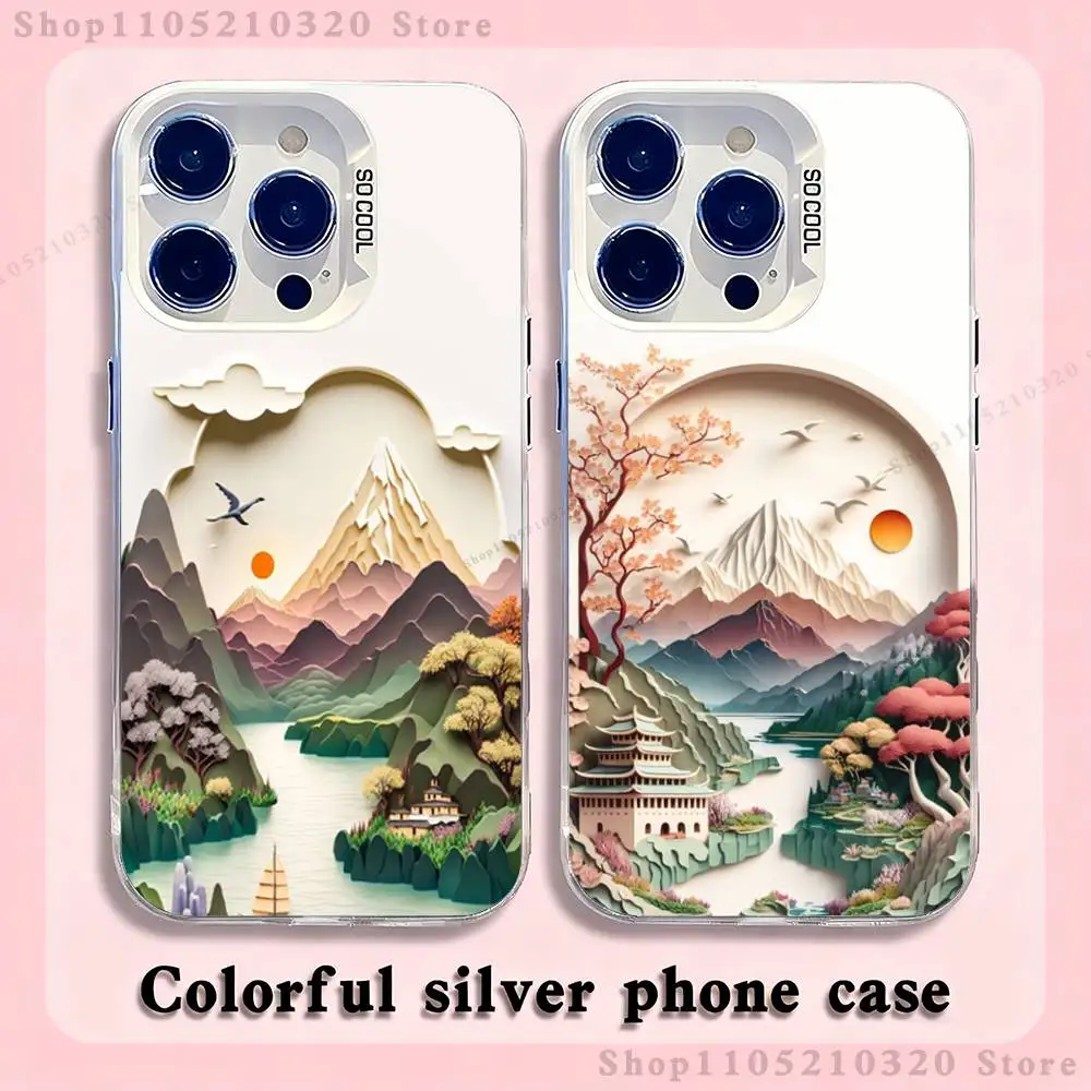 

Art Landscape Phone Case For iPhone 17,16,15,14,13,12,11,Pro,XS,Max,Plus,Mini,SE4,E white Matte Shockproof Cover