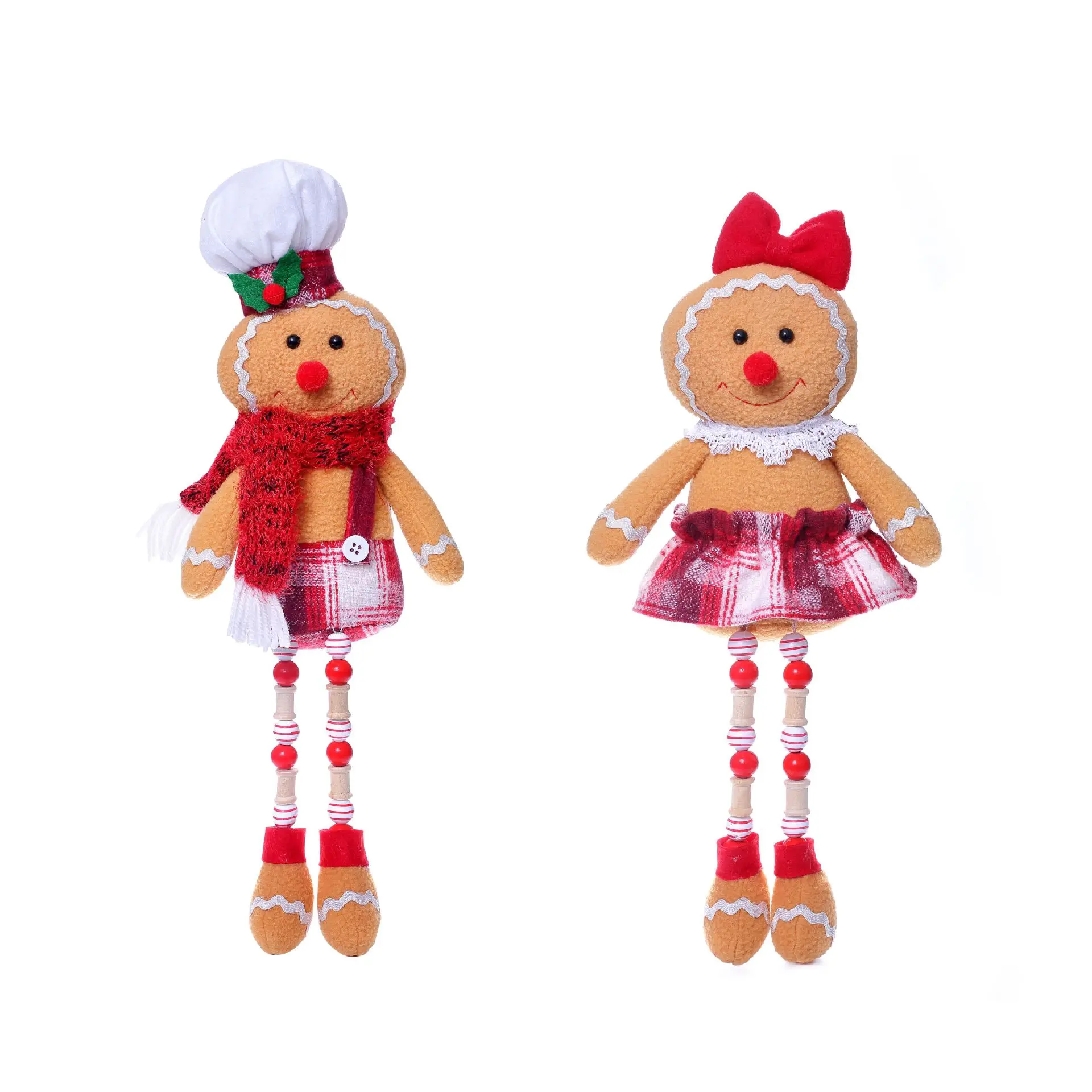 Lebkuchenmann Puppe Holzperlen Puppe Weihnachtsatmosphäre Dekoration Ornament Home Festival Zwergpuppe Dekoration Lieferungen Neu – Detail 7