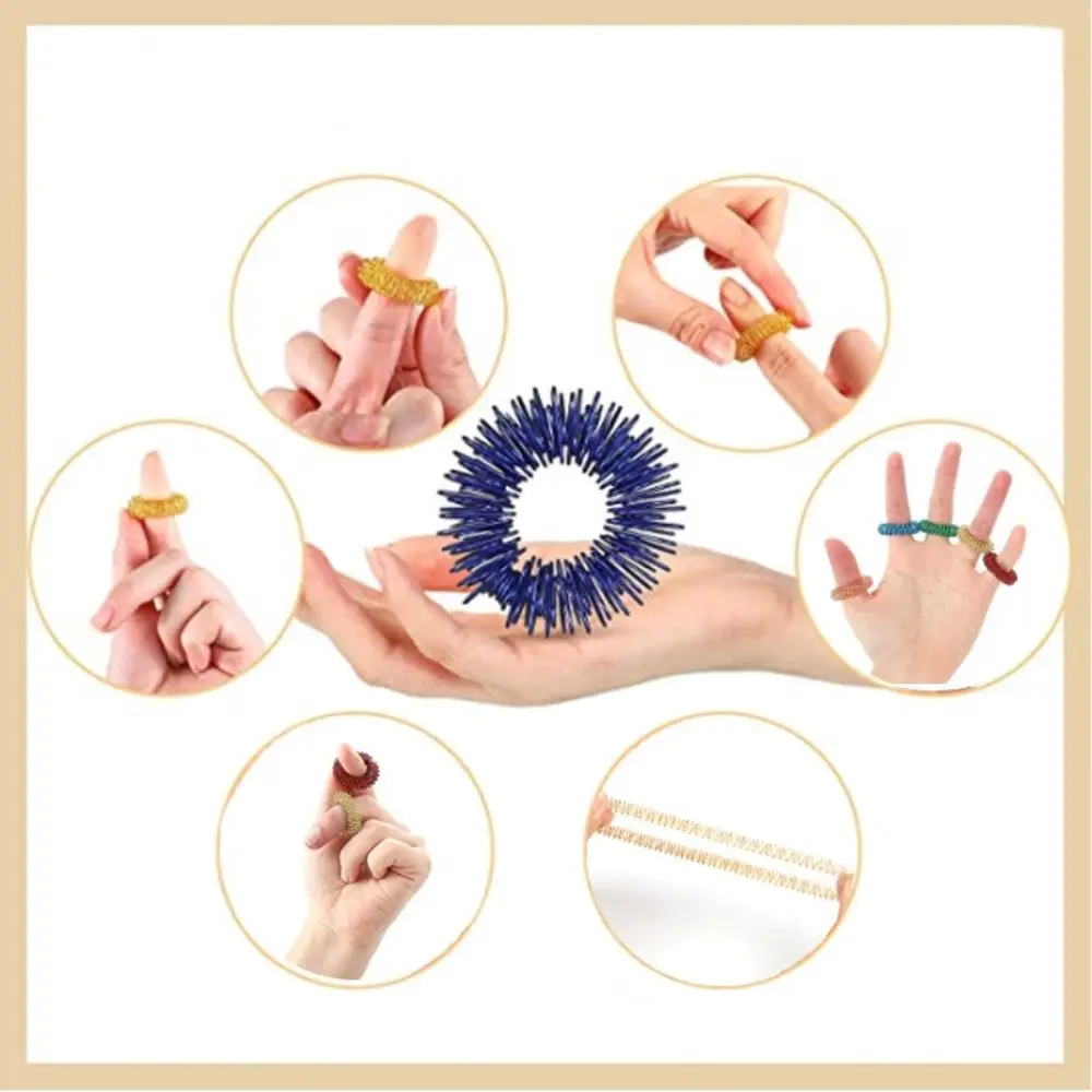 Premium Acupressure Ring Springs Finger Massage Rings Compact Anti Stress Rings for Relaxation Fingers