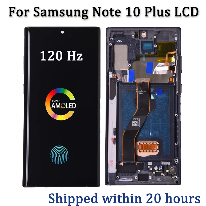 Pantalla AMOLED Note 10 Plus para Samsung Note10 + N975F pantalla táctil Lcd con soporte de marco S Pen huellas dactilares