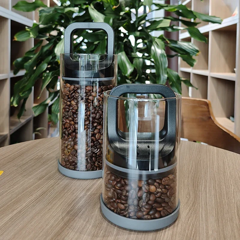 500ml/1000ml  Vacuum Sealed Canks Coffee Beans Jar Cans For Kitchen Food Storage Container Glass Fresh Keeping Moisture Proof