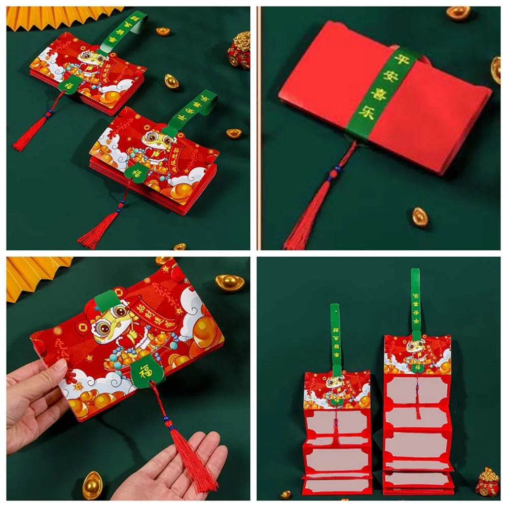 Chinese Style Snake Year Folding Red Envelope Hongbao 6/10 Slots Lucky Money Bag Tassels Thickened New Year Red Packet Party