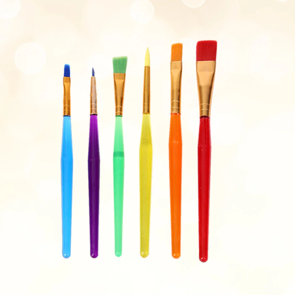 

12Pcs Children Painting Brush Set Durable Plastic Handle Premium Bristles Watercolor Oil Gouache Brushes for Kids Beginners