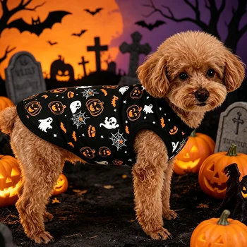 Halloween Dog Clothes for Small Dogs, Soft and Breathable Puppy Kitten Dog Shirts for Pet Cats, Dogs' T-Shirts Apparel Sleeveles 5