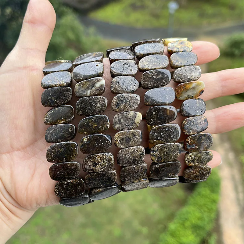 100% Real Amber Bracelet&Bangle for Gift 2025 Unique Baltic Diy Oval Medical Beads Original Natural Stone Fine Jewelry Wholesale
