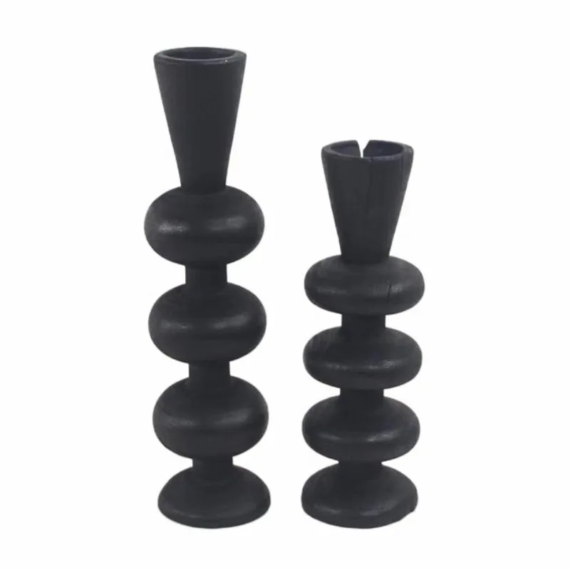 

Solid wood carbonized handmade candle holder scented candle holder photo props B & B hotel model room black decorative ornament