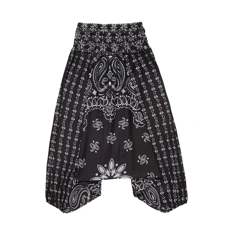 Богемные свободные повседневные брюки, женские уличные шаровары со средней талией, капри, летние широкие брюки Aladdin, длинные корейские/тайские брюки