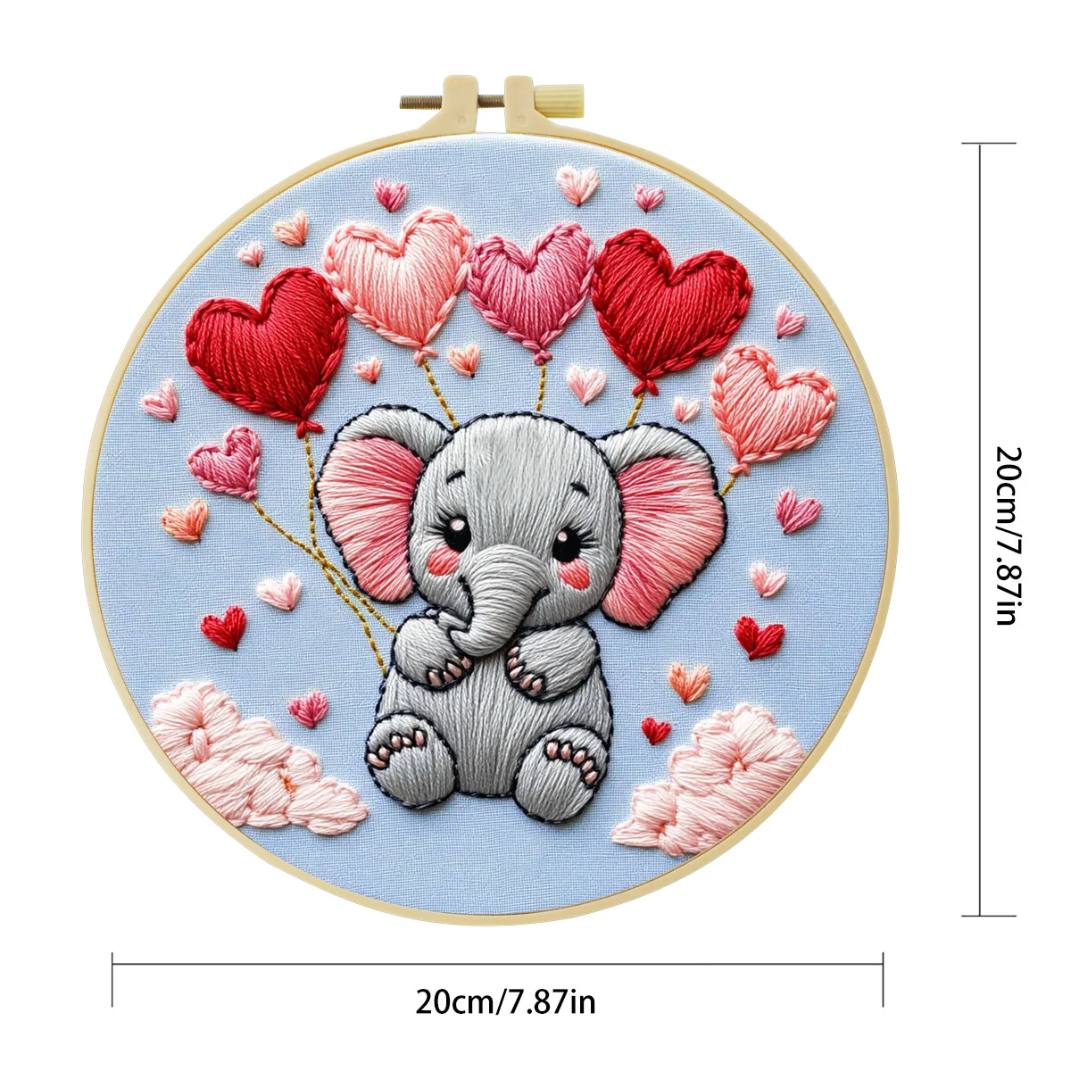 1 Stück 20X20CM/15X15CM 7,87/6,3 Zoll Niedlicher kleiner Elefant Taschen-Stickerei Starter-Kit DIY-Kit DIY-Stickerei-Set Handarbeiten – Detail 5