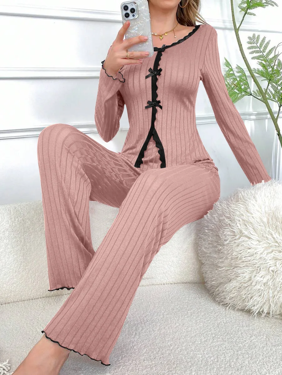 Warme Winter Nachtwäsche Pyjamas Ensembles Pyjama Femme Ensemble Hosen Sets Langarm Pyjamas für Wärme Nachtwäsche Frau frauen – Detail 8