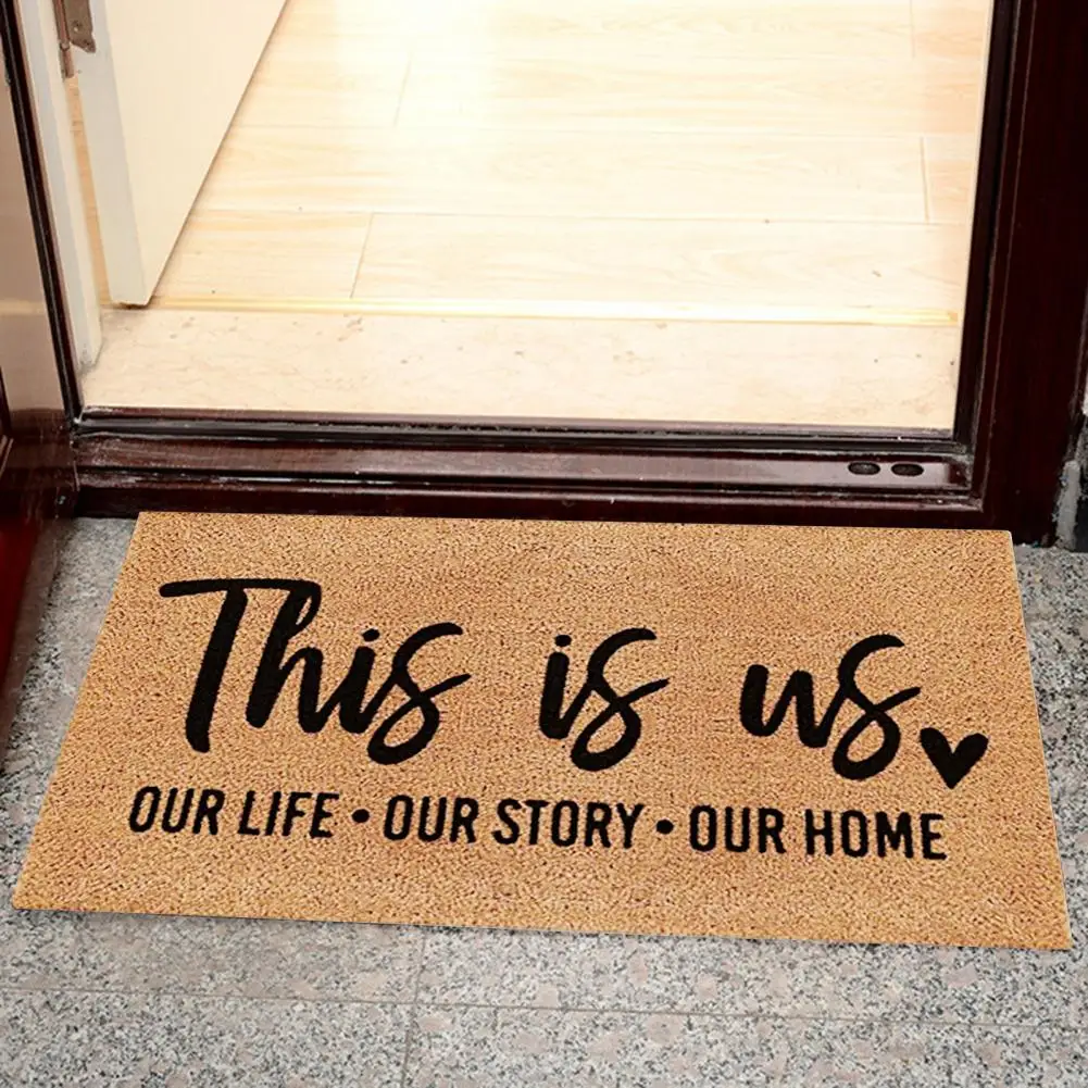 Letter Print Doormat Entrance Welcome Mat Premium 60x40cm Entry Door Mat Stylish Anti-slip Absorbent Wear Resistant Rug for Home