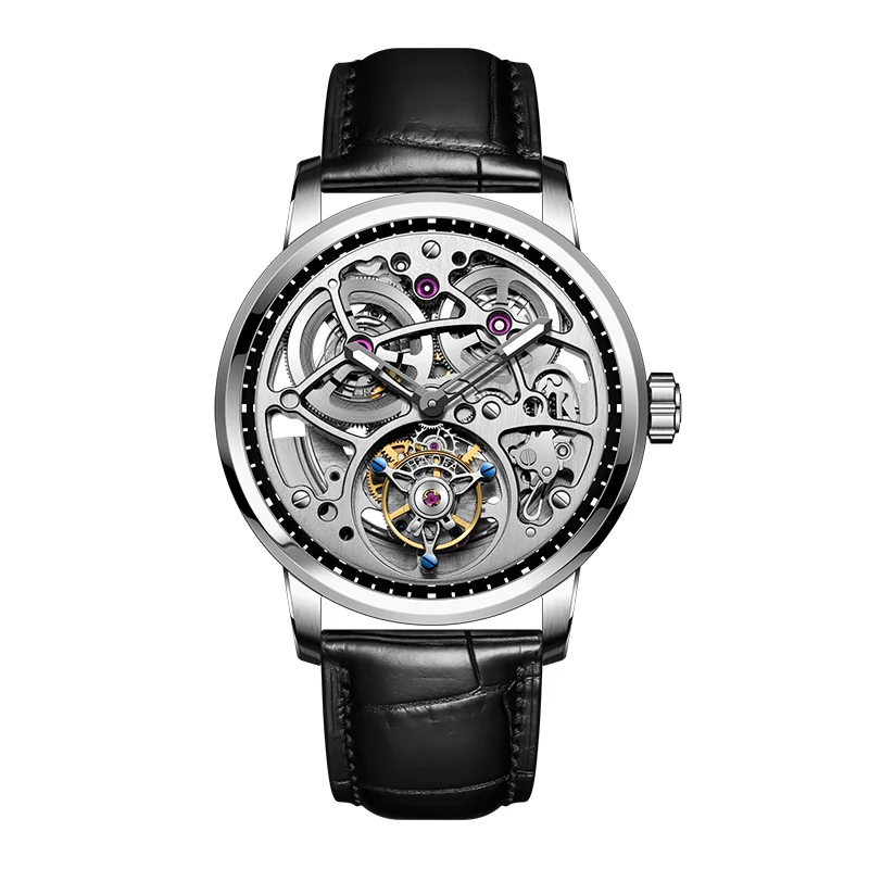 Haofa Flying Tourbillon Hollow Skeleton Mechanical watch Man Double-spring Luminous 316 Stainless Steel Sapphire Crystal 1931