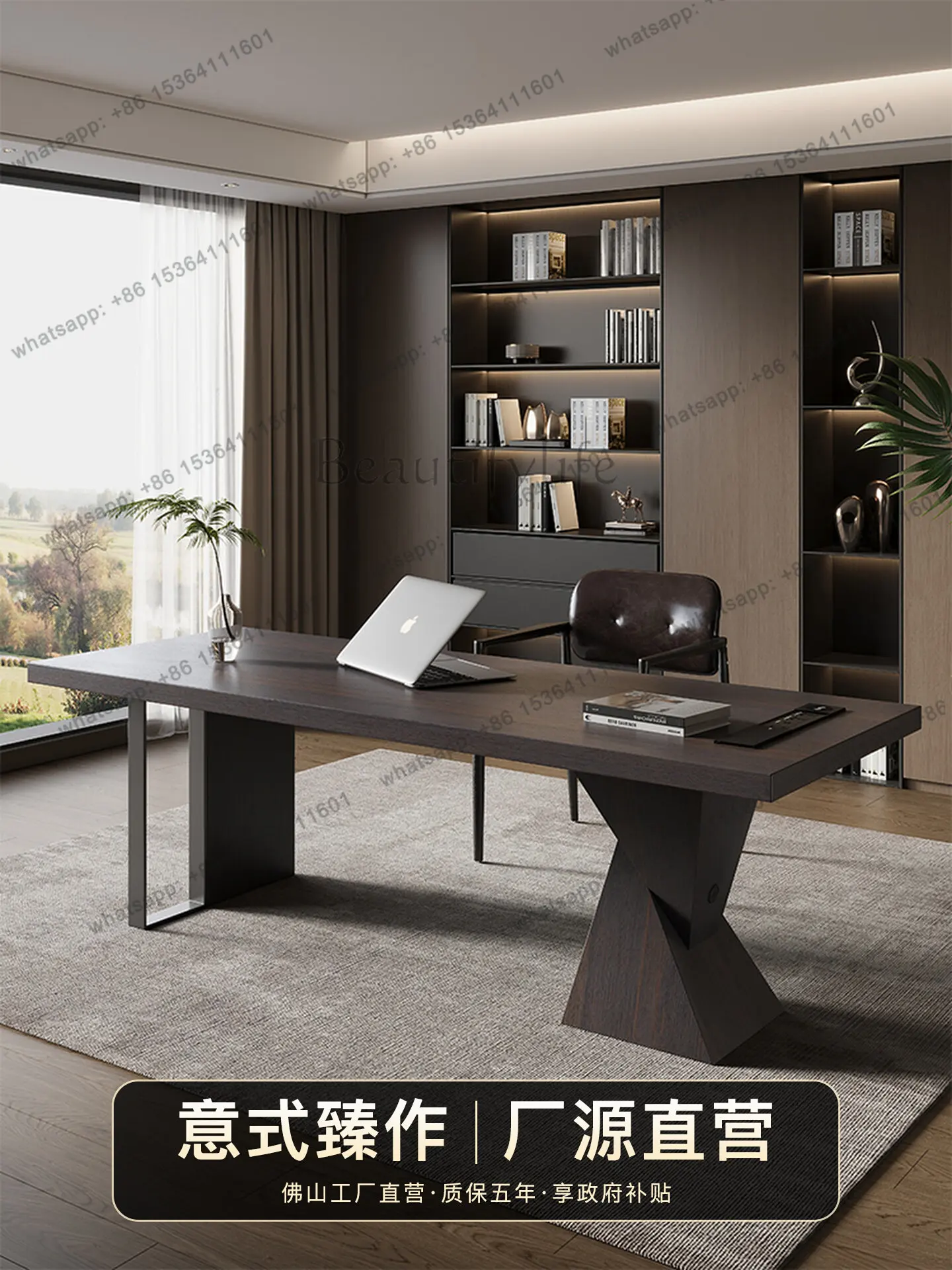 XX. Italian minimalist desk designer home living room sofa back solid wood desk
