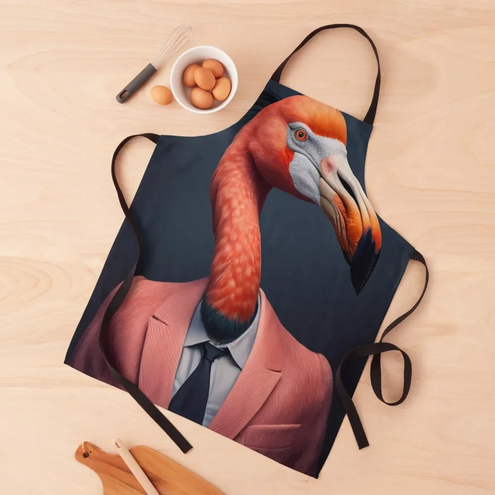 

Flamingo in a suit Apron Kitchen Things Hairdressing Kitchen accessories Apron