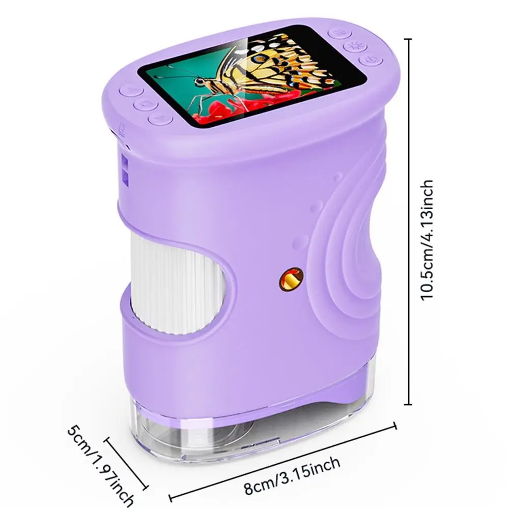 어린이용 1000배율 휴대용 현미경 HD 사진 촬영 디지털 현미경 2인치 화면 충전식 어린이 현미경