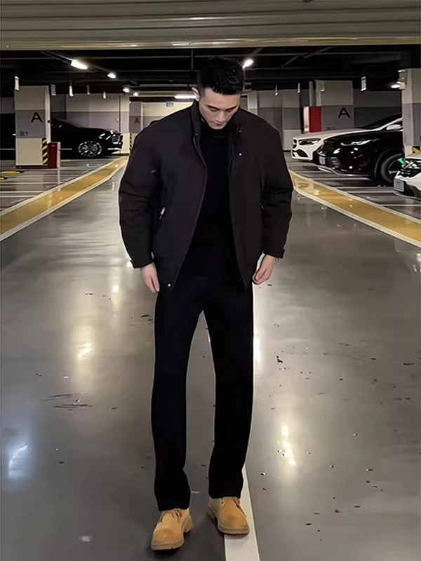 

Мужские зимние джинсы American High Street с прямым кроем, на флисовой подкладке, зауженные, со средней посадкой, повседневные, из денима
