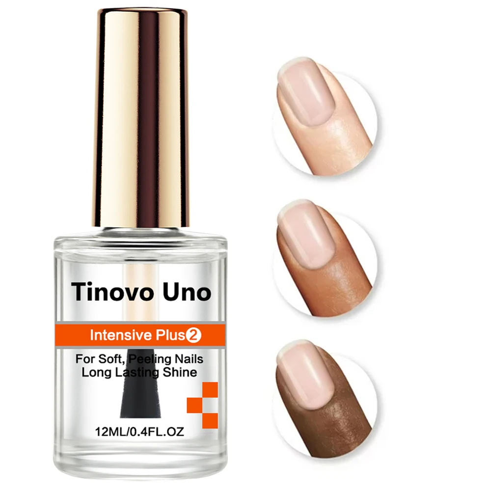 Tinovo Uno Intensive Plus Nail Strengthener Super Shine Bright Oil Natural Nail Polish Finish Hardener for Repair Peeling Nails