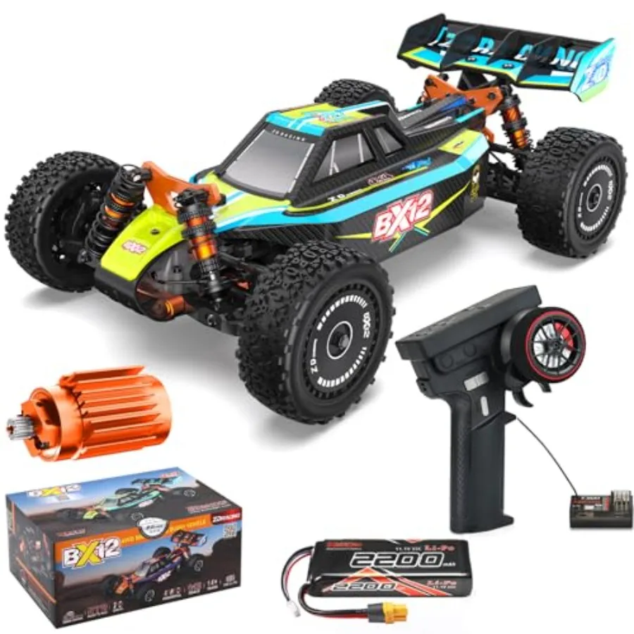 Off-road RC buggy for adults, carbon fiber body, black, 42 MPH speed and 4WD high-performance handling