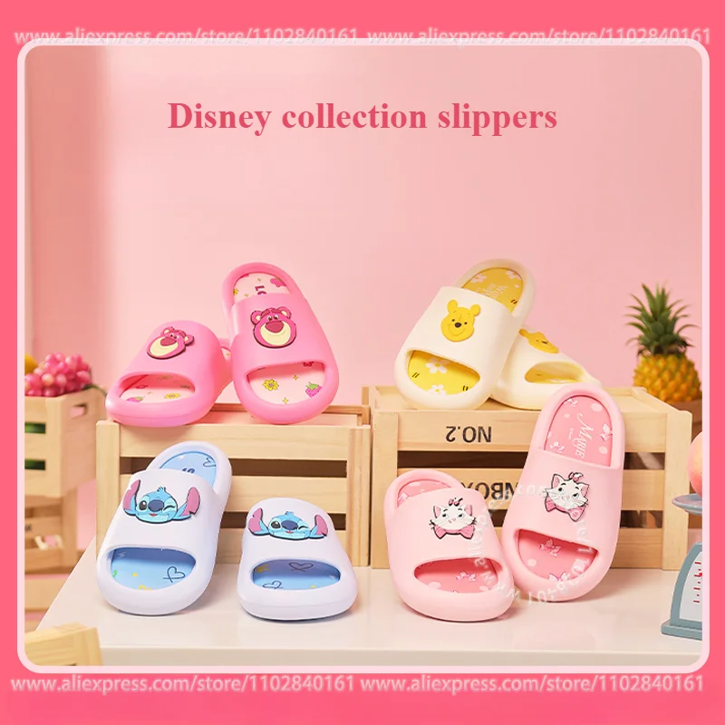 MINISO Slippers Disney Collection Lotso Stitch WinnieThe Pooh Anti-slip Bathroom Home Couple Besties Anime Peripheral Present