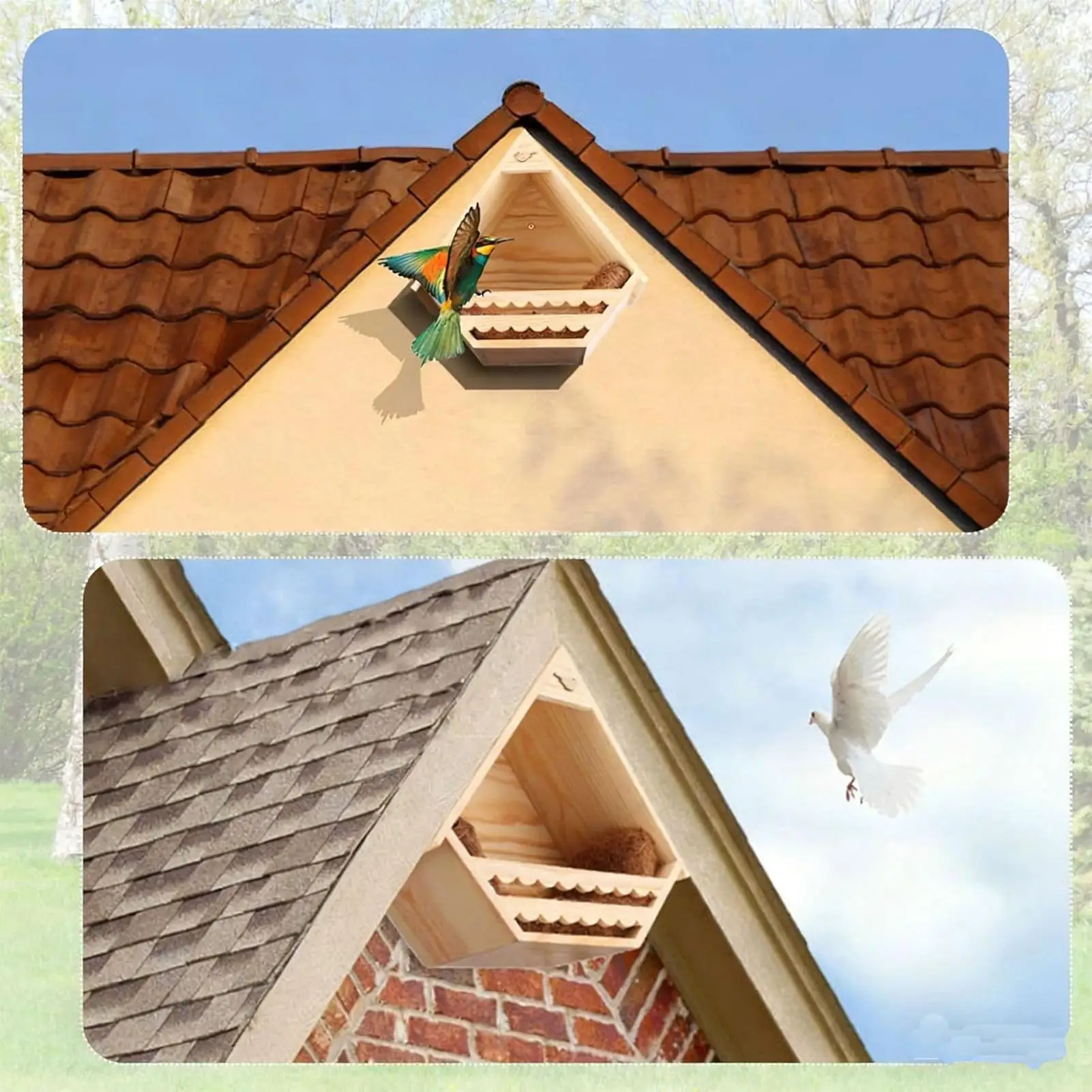 

Деревянные уличные домики для птиц: место обитания для зябликов, воробьев, ласточек, дроздов, синиц, голубей. Для сада и двора.