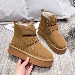 Winter Women Ankle Boots Outdoor Snow Boots New Plush Warm Shoes Platform Booties Classic Flat Casual Boots Non-slip Cotton Boot