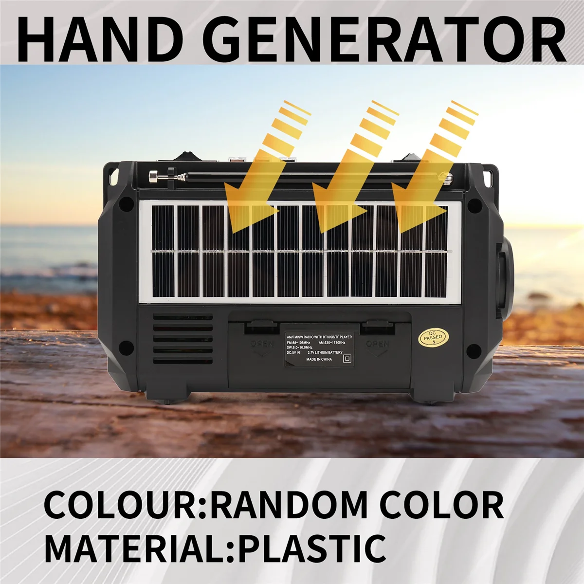 

ZIZI Radio Hand Crank Power Generation Solar Charging Three-Band Bluetooth Card MP3 Multifunction Play Radio