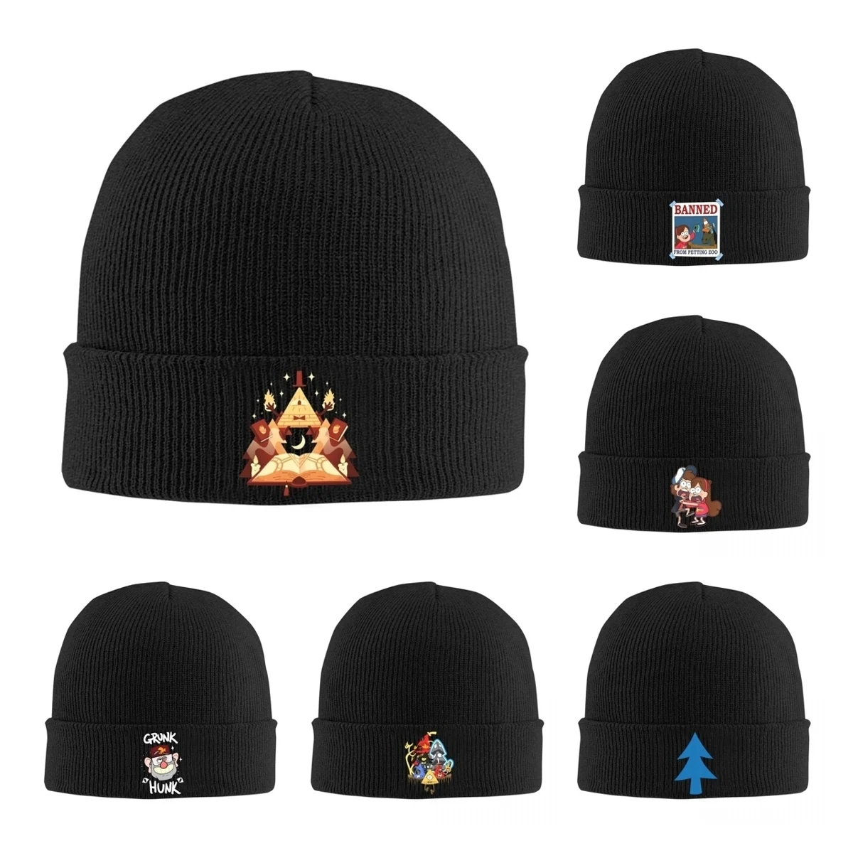 Gravity Falls Bill Cipher Magic Books Knitted Hat Women Men Skullies Beanies Autumn Winter Acrylic Mystery Shack Warm Melon Cap