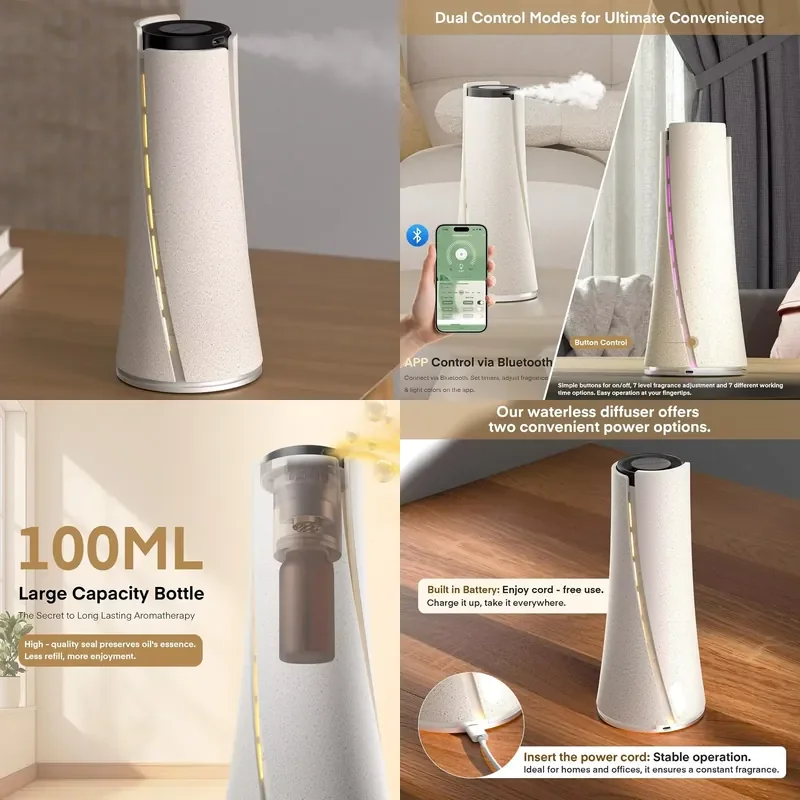 

【CHIMU HOME】 Smart Rechargeable Scent Air Machine Waterless Fragrance Aroma Diffuser for Large Rooms Spa for APP Button