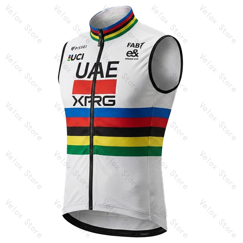 Image of 2026 UAE Team Radfahrweste Winddicht Herren Radtrikot Ärmellos MTB Bike Windbreaker Tadej Pogačar Leichtgewicht Rennrad