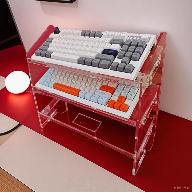 Mechanical keyboard display stand acrylic storage compartment shelf desktop drawer collection cabinet