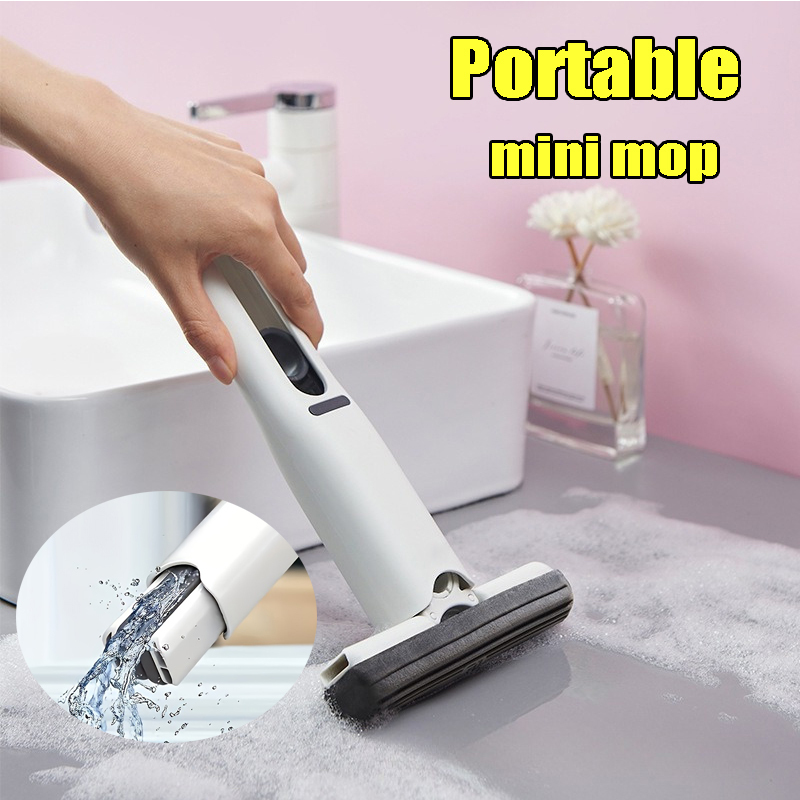  Powerful Squeeze Mini Mop Folding Home Cleaning Mops With Sponge Self-squeezing Floor Washing Mops Desk Window Car Clean Tools 