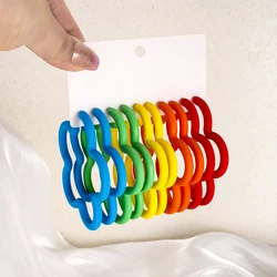 New 5 Pair/Set Y2K Hoop Earrings For Women Dopamine Color Acrylic Hoop Earring Light weight Jewelry Gift